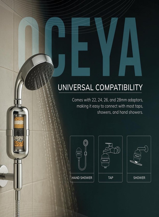 روبوست جهاز تنقية المياه العسرة من أوسيا، 15 مرحلة، للصنبور والدش (فضي) | يقلل من تساقط الشعر وجفاف البشرة وتراكم الترسبات الكلسية | فلتر لتنقية المياه للصنبور والدش والدش اليدوي | يتضمن طقم التركيب ودليل المستخدم - Image 2